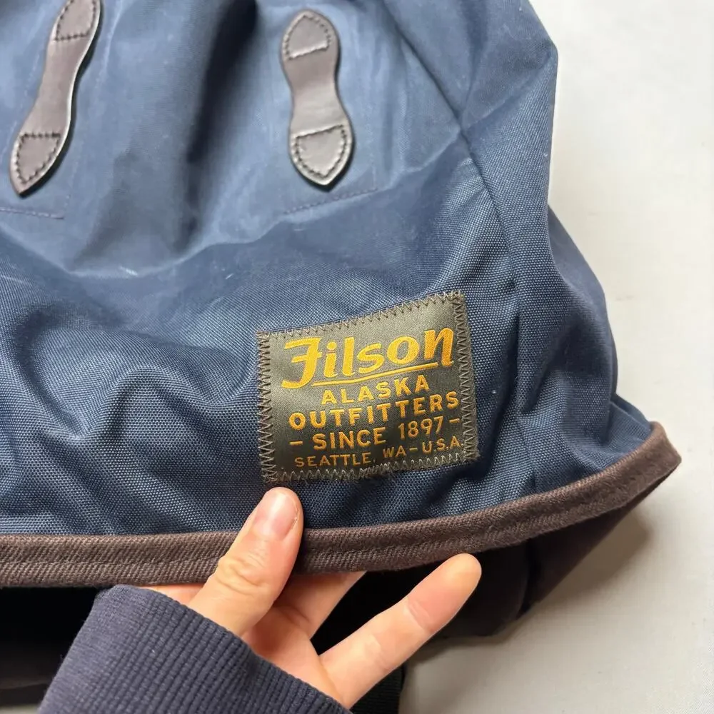 Filson Daypack Drawstring Backpack Navy Rugged Hiker Camping Bag Gorpcore
